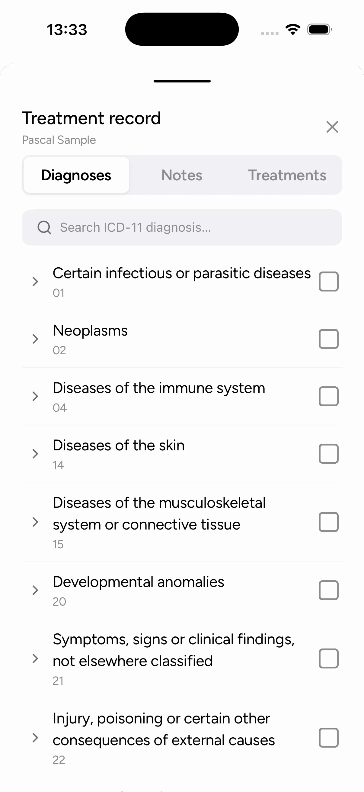 Treatment record